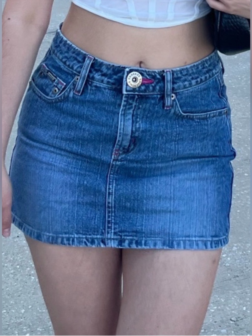 Dark Blue Denim Mini Skirt - Women's Casual Low-Rise